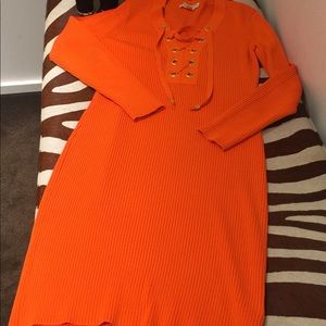 Michael Kors Lace-Up Ribbed Dress